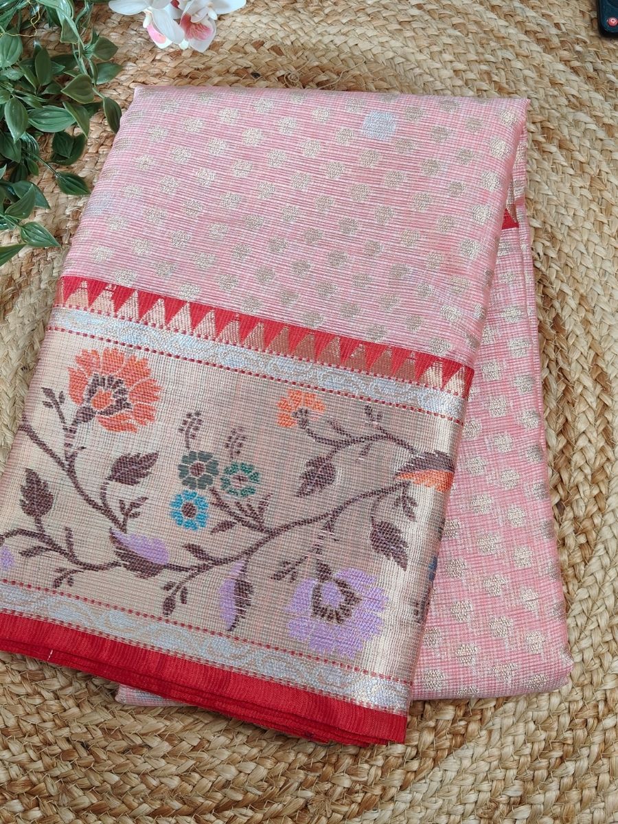 RED PAITHANI KOTA CHEQUE SAREES