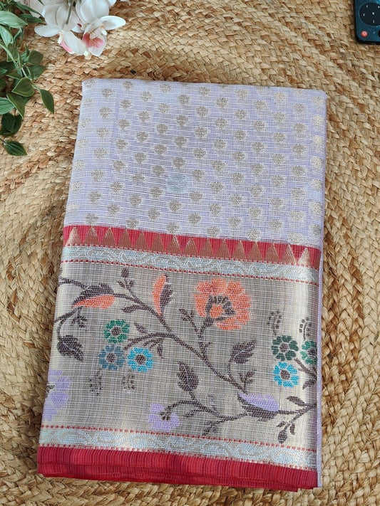 LIGHT BLUE PAITHANI KOTA CHEQUE SAREES