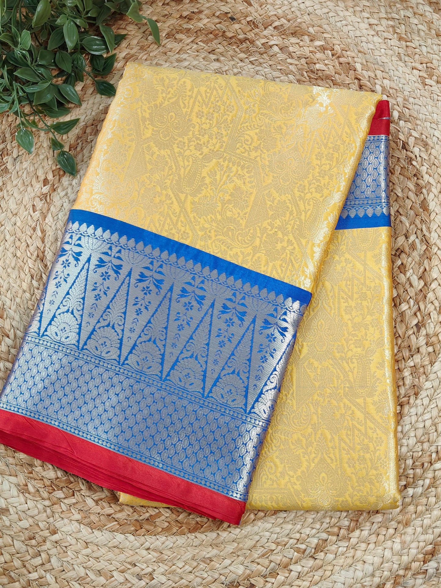 YELLOW SEMI KANCHI BORDER SAREES