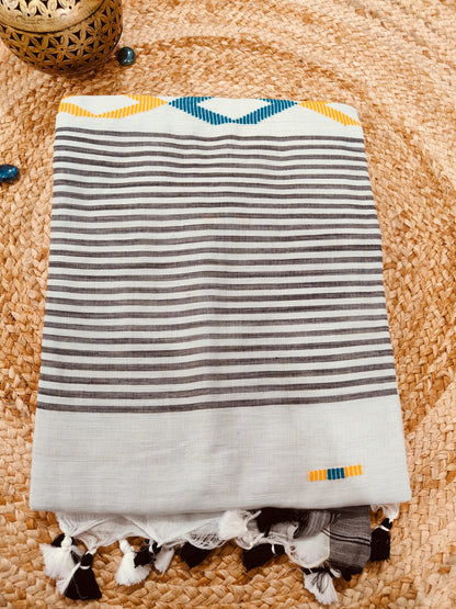 GREY  COTTON WITH KHICCHA WORK