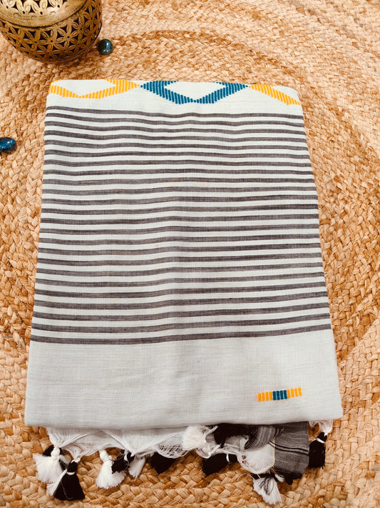 GREY LINEN COTTON WITH KHICCHA WORK