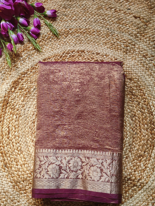 PINK TONE CRUSHED TISSUE SILK SAREE