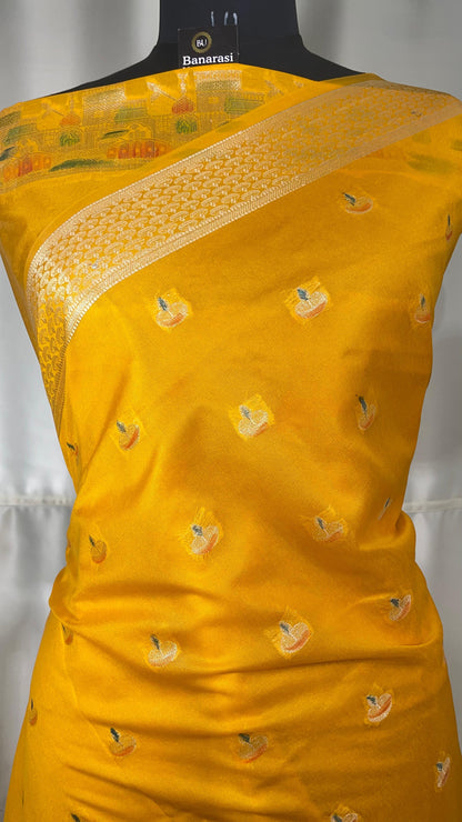 YELLOW WARM SILK BANARASI GHAT SAREE