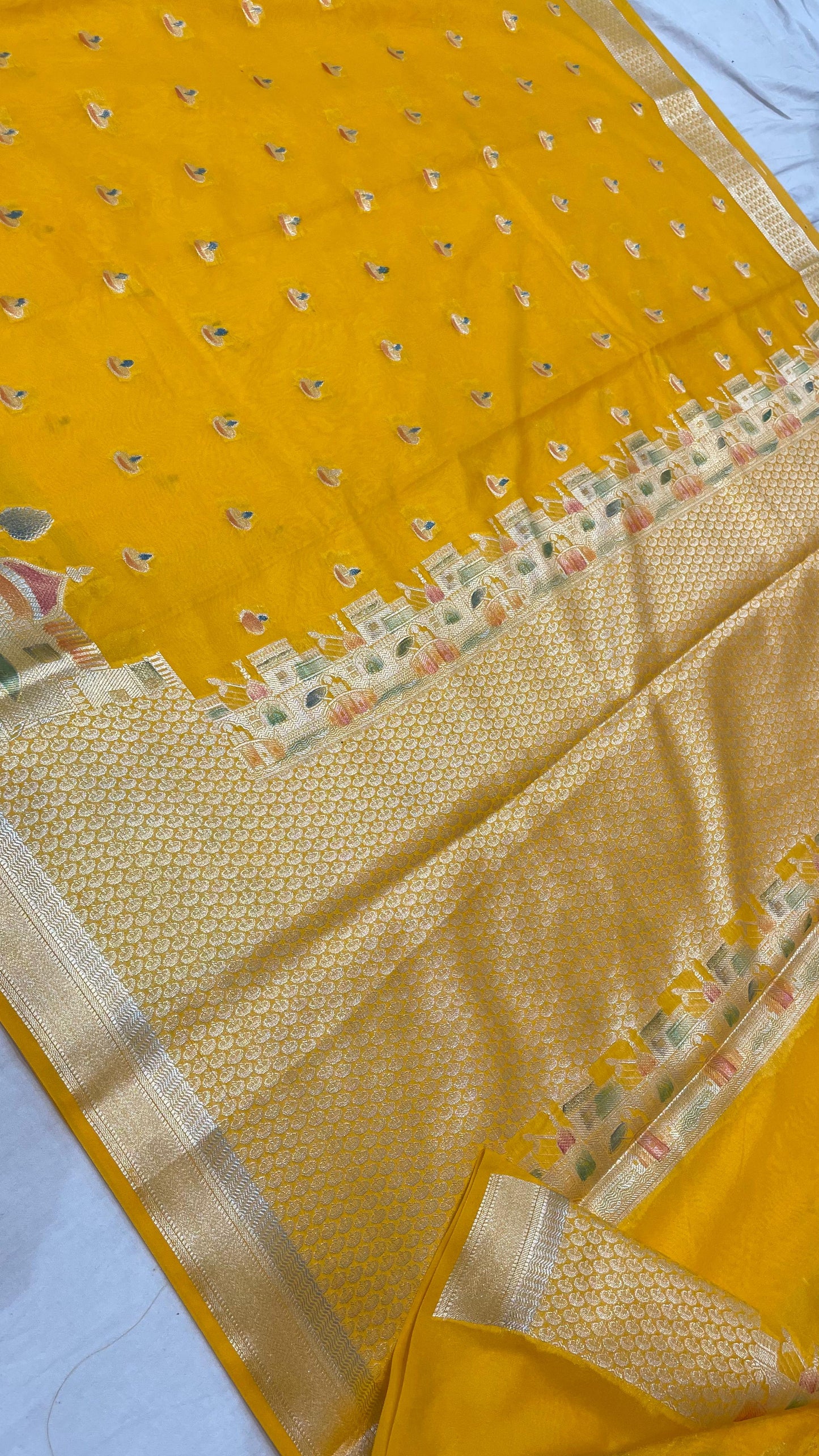 YELLOW WARM SILK BANARASI GHAT SAREE