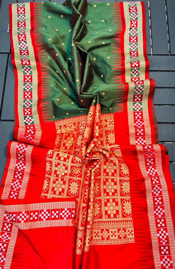 MEHNDI GREEN SEMI SILK WITH RESHAM ZARI