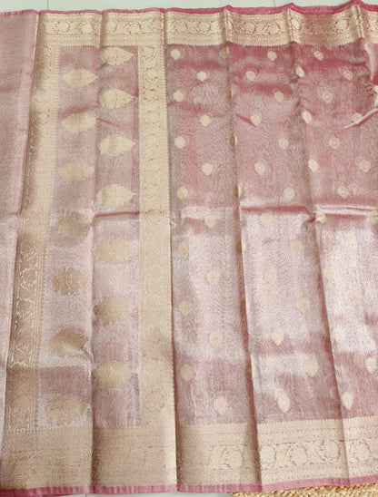 PINK GLASS TISSUE WITH ZARI BUTTA