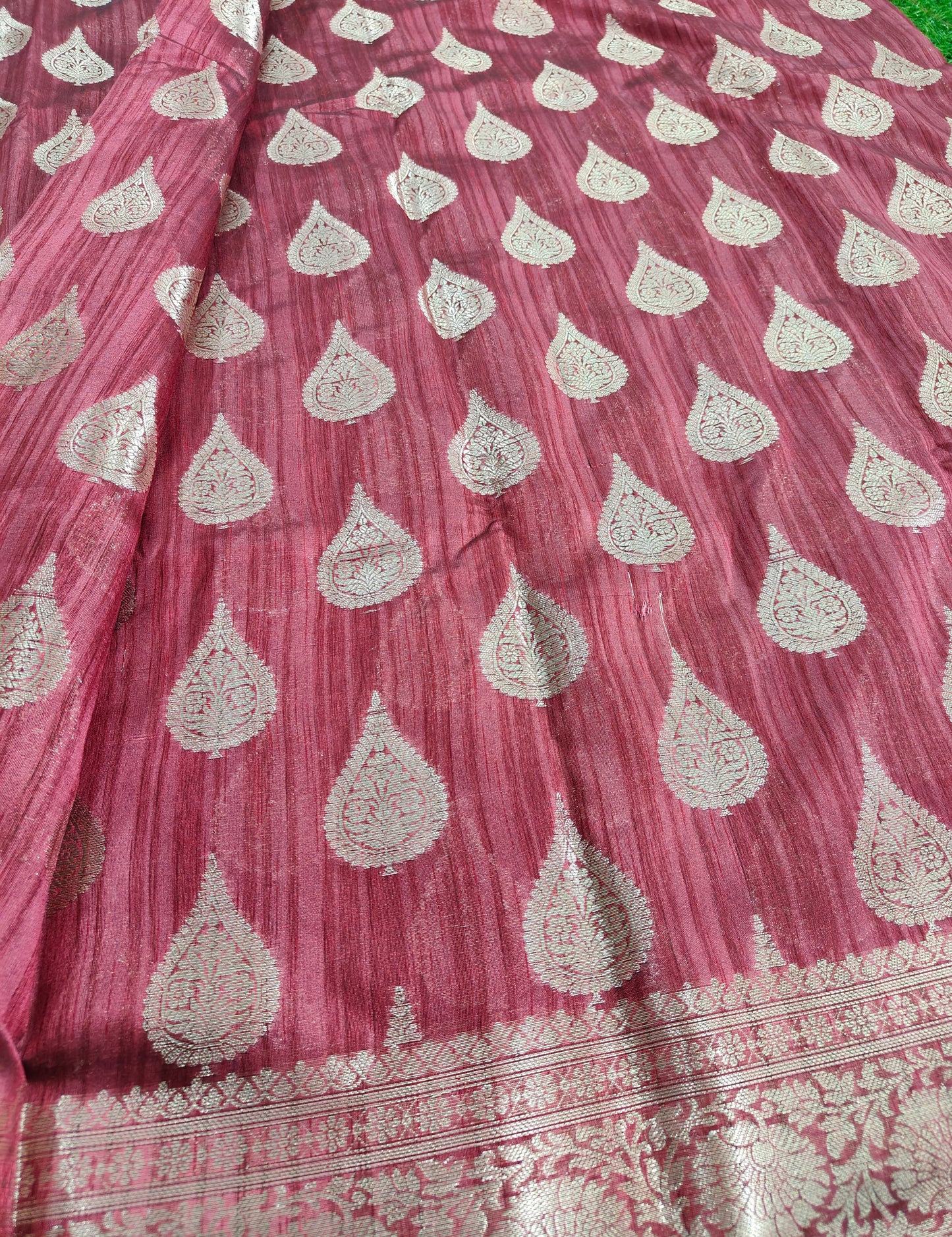 MAROON SEMI TUSSAR SILK SAREE
