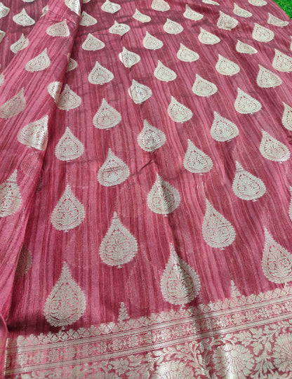 MAROON SEMI TUSSAR SILK SAREE