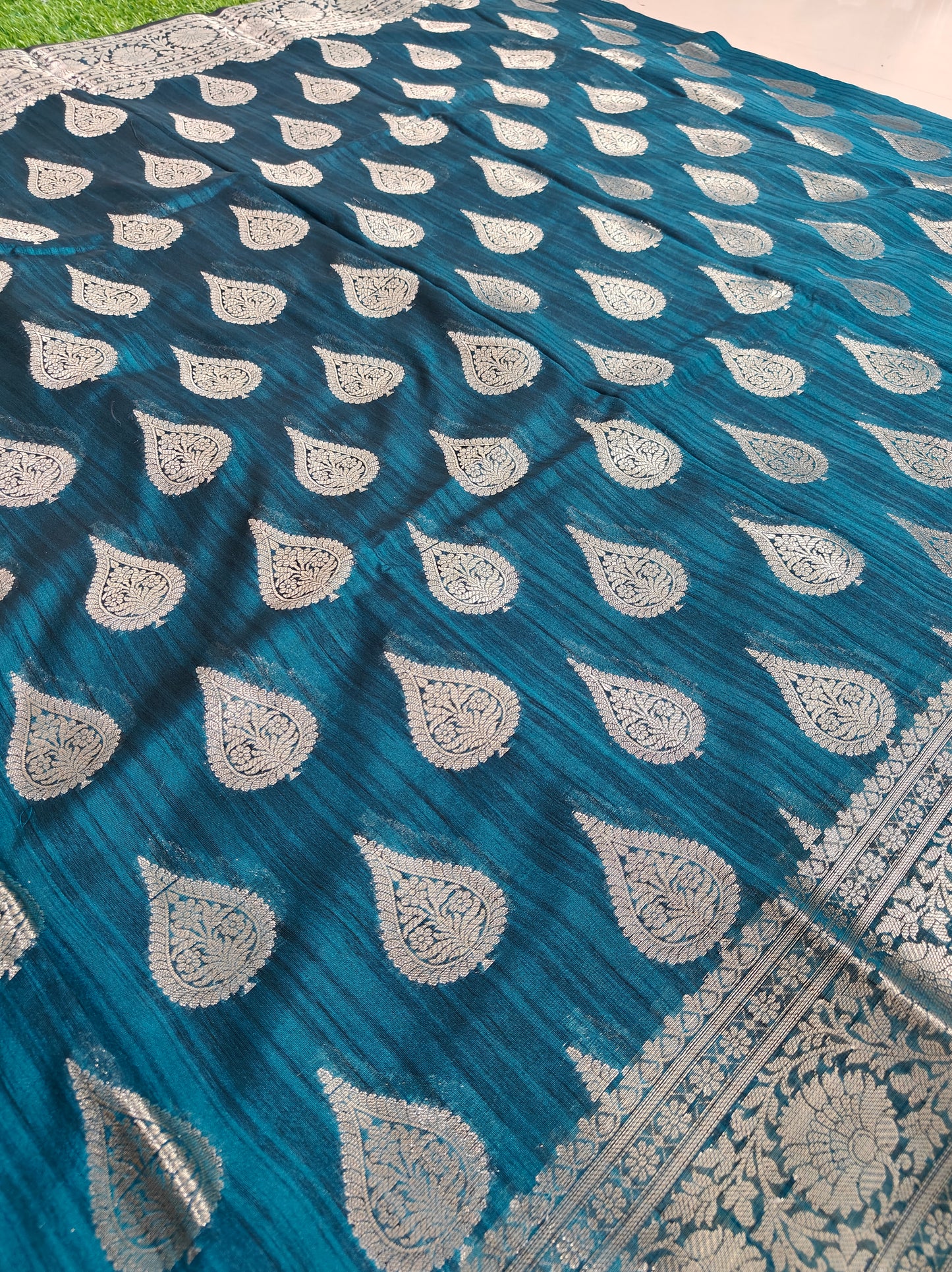 NAVY BLUE SEMI TUSSAR SILK SAREE