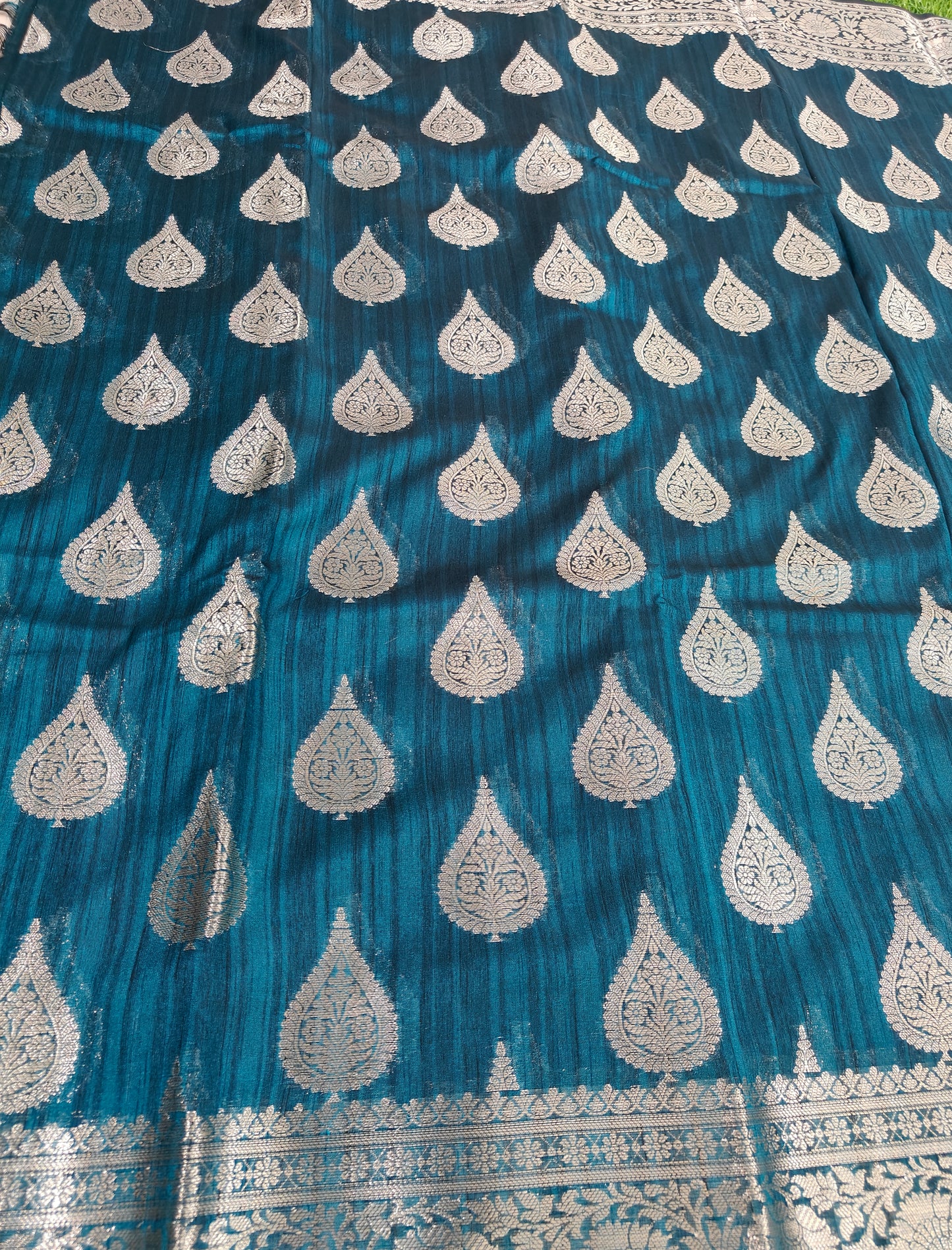 NAVY BLUE SEMI TUSSAR SILK SAREE