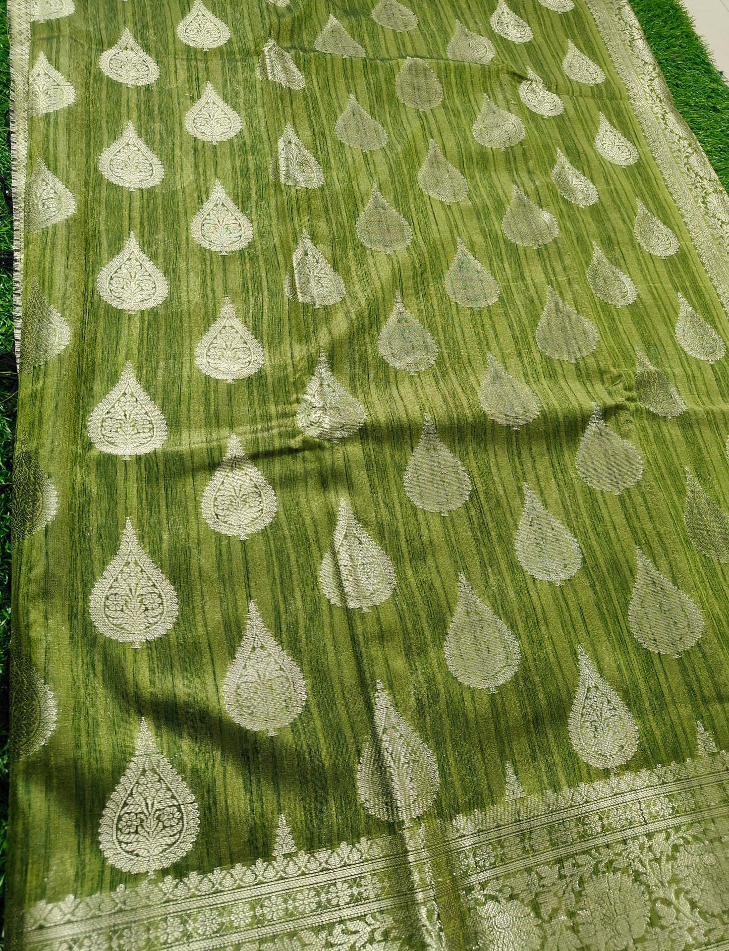 GREEN SEMI TUSSAR SILK SAREE