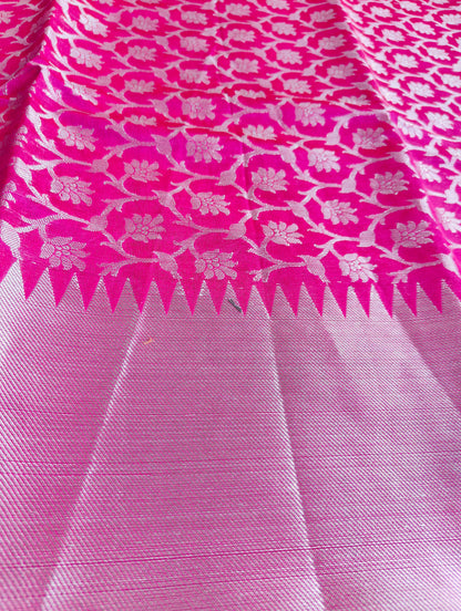 RANI PINK SOFT SILK SAREE WITH ZARI JAAL