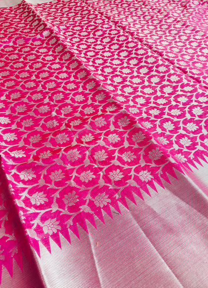 RANI PINK SOFT SILK SAREE WITH ZARI JAAL