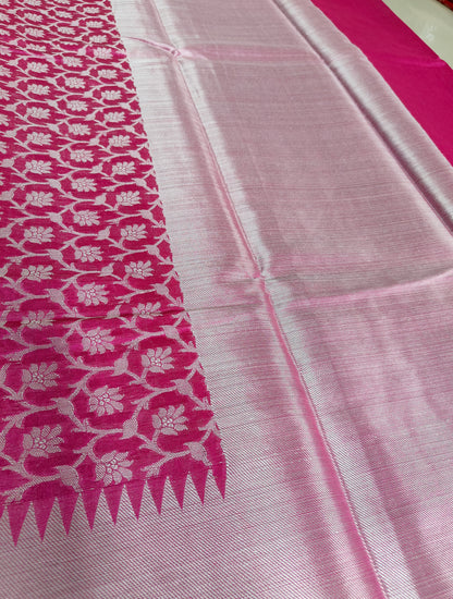 RANI PINK SOFT SILK SAREE WITH ZARI JAAL