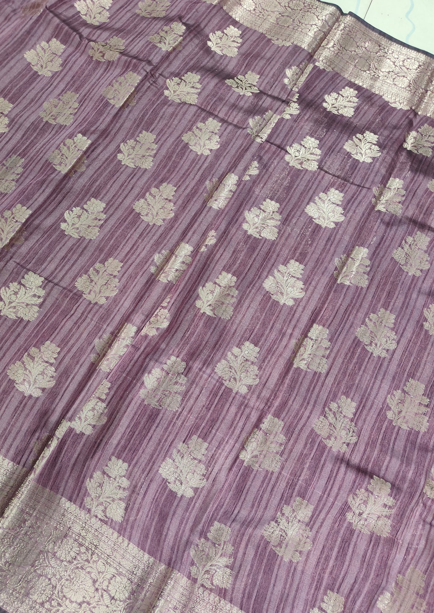 PURPLE SEMI TUSSER SILK SAREE WITH DIGITAL PRINT