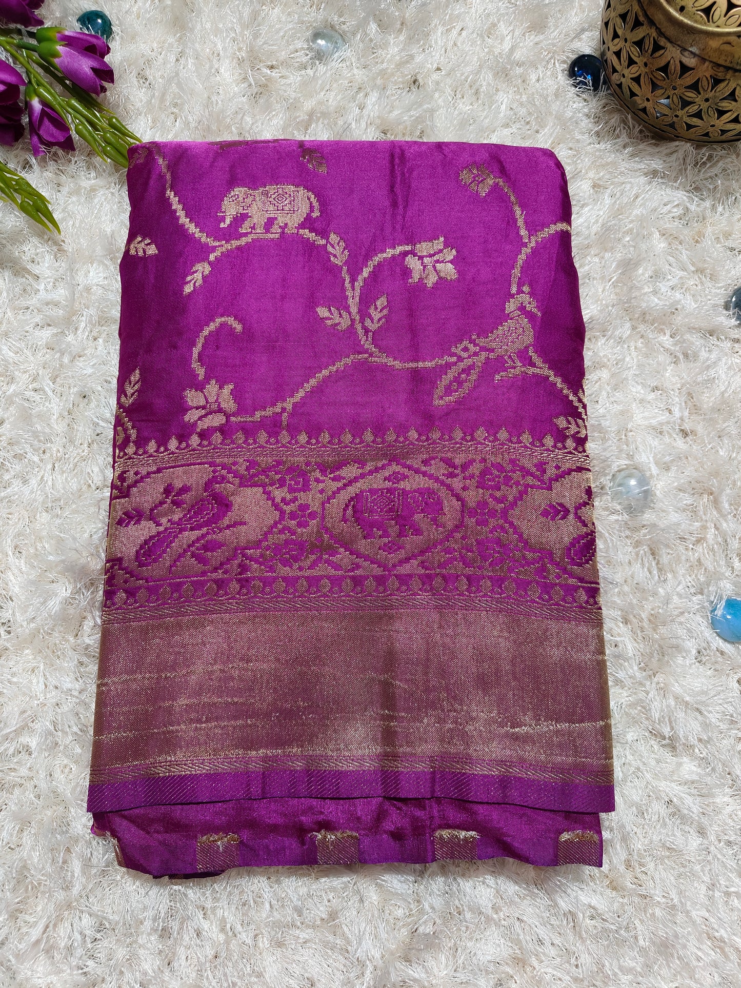 PURPLE GAJJI KATAN SAREE