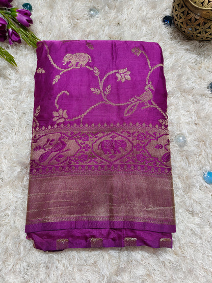 PURPLE GAJJI KATAN SAREE