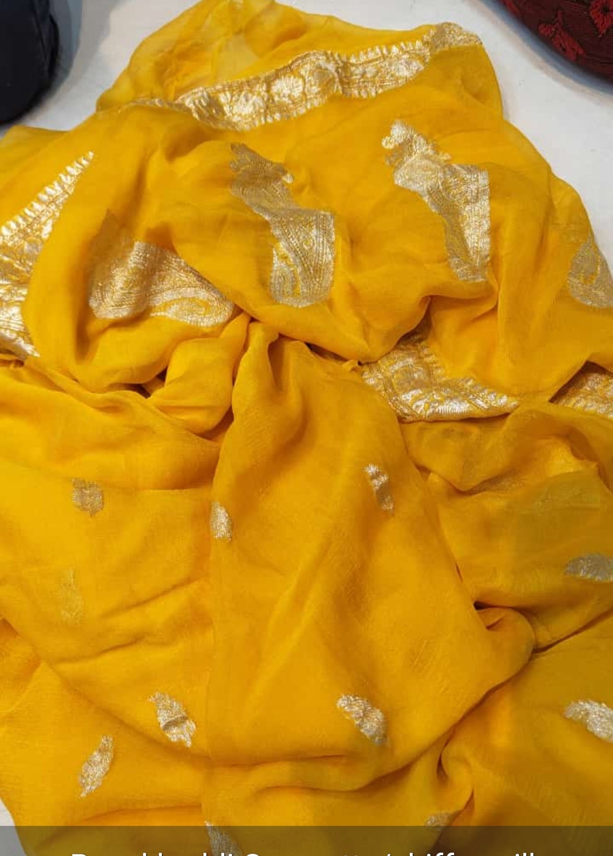 YELLOW KHADDI SHIFFON SAREE
