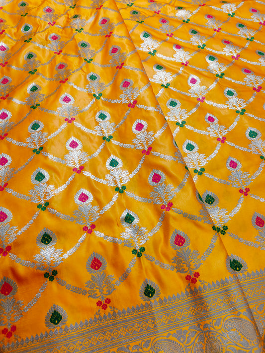 YELLOW MASHRU KATAN SILK SAREE