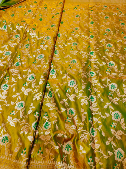 GREEN MASHRU KATAN SAREE