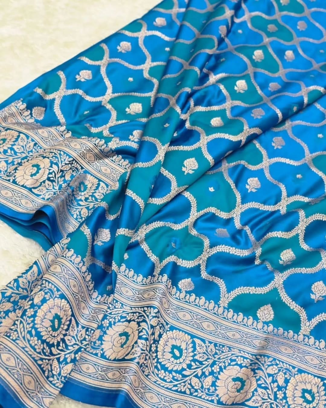 BLUE RANGKAT MASHRU KATAN SAREE