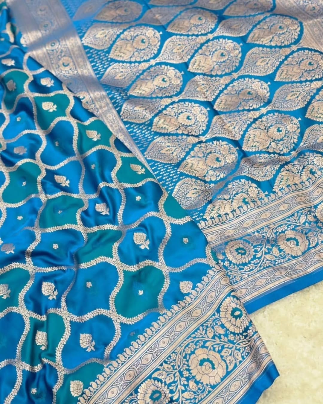 BLUE RANGKAT MASHRU KATAN SAREE