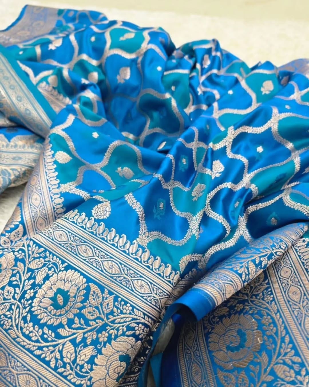 BLUE RANGKAT MASHRU KATAN SAREE