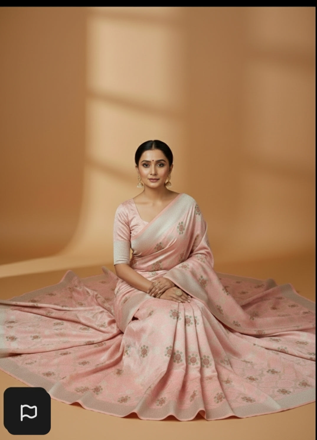 PEACH PINK MASHRU KATAN SILK SAREE