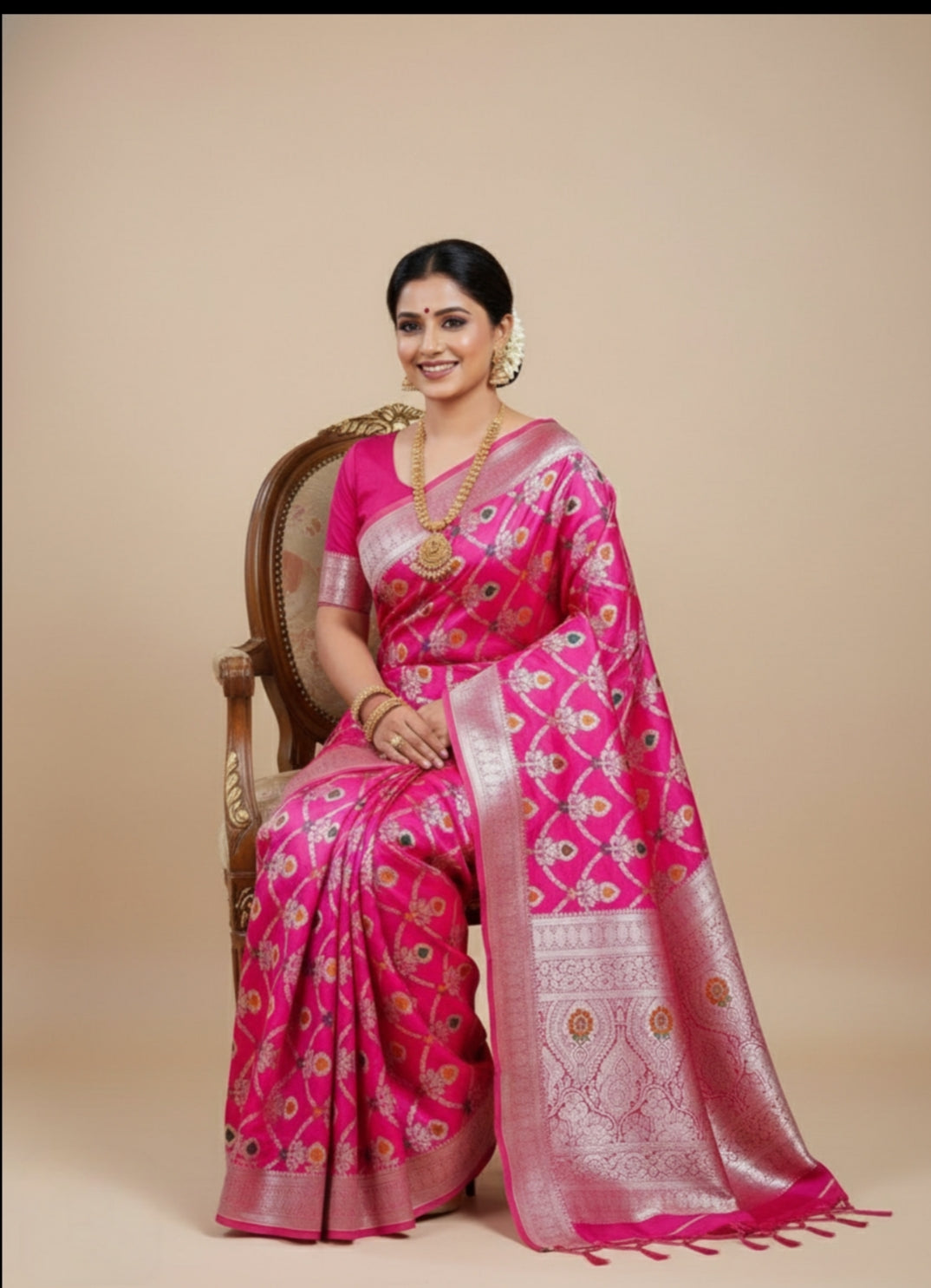 RANI PINK MASHRU KATAN SILK SAREE