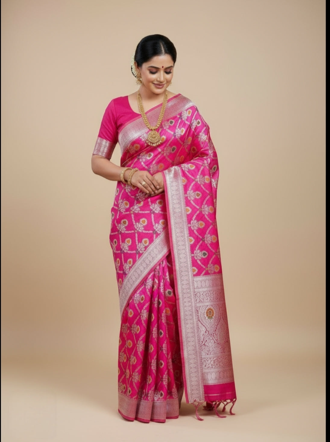 RANI PINK MASHRU KATAN SILK SAREE