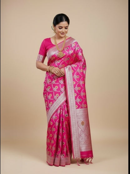 RANI PINK MASHRU KATAN SAREE