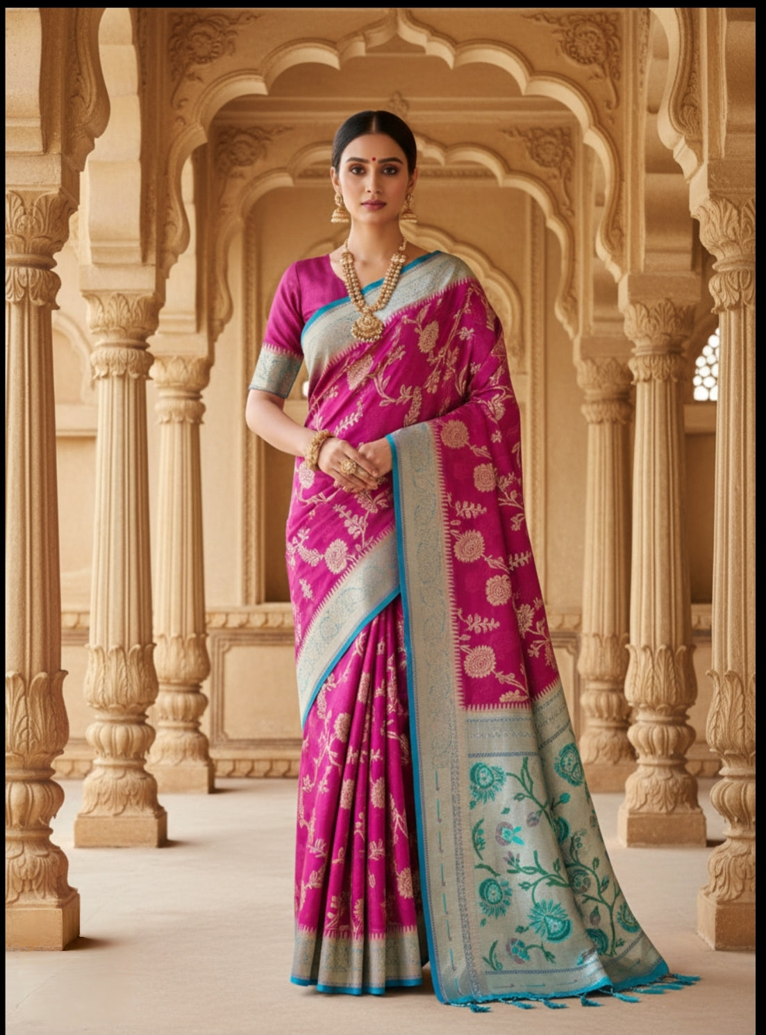 PURPLE SEMI GEORGETTE PAITHANI BORDER SAREE