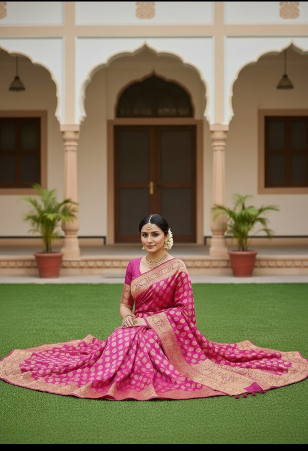 RANI PINK SEMI CHINIYA KATAN SILK SAREE