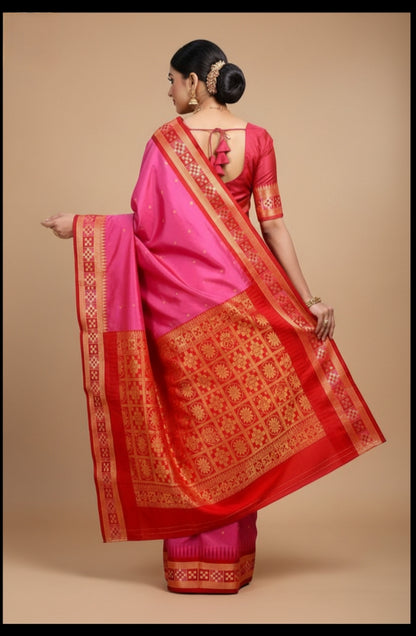PINK SEMI SILK WITH RESHAM WEAVING SAREE