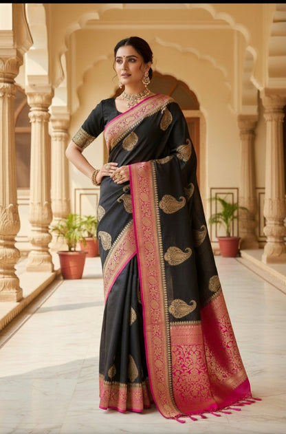 BLACK WARM SILK SAREE