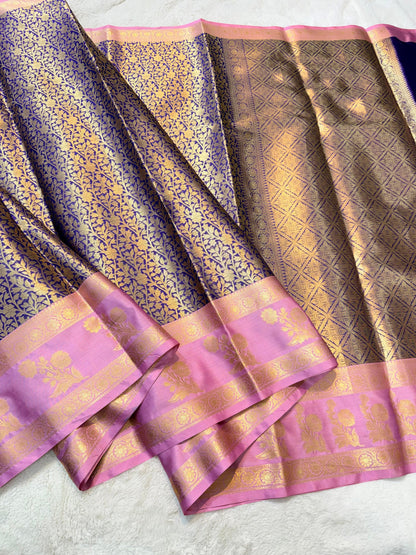 PURPLE SEMI KANCHI BORDER SAREES