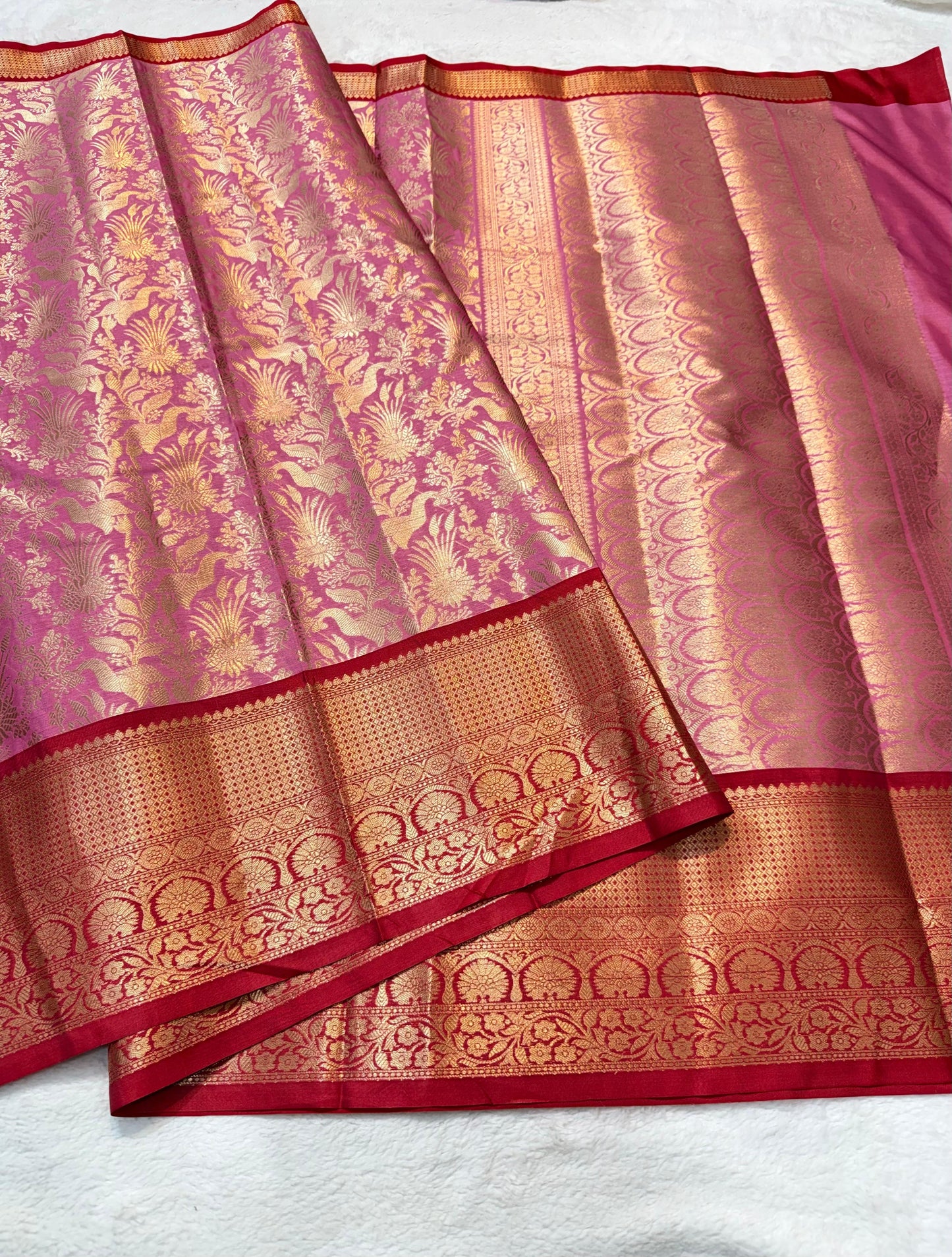 PINK SEMI KANCHI BORDER SAREES