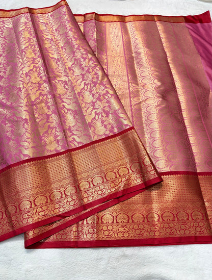 PINK SEMI KANCHI BORDER SAREES