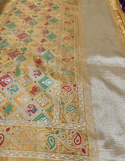 GOLDEN SOFT MASHRU KATAN SAREE