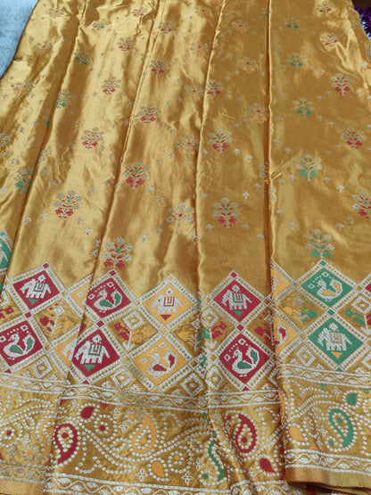 GOLDEN SOFT MASHRU KATAN SAREE