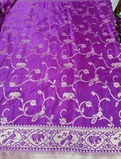 PURPLE GAJJI KATAN SAREE
