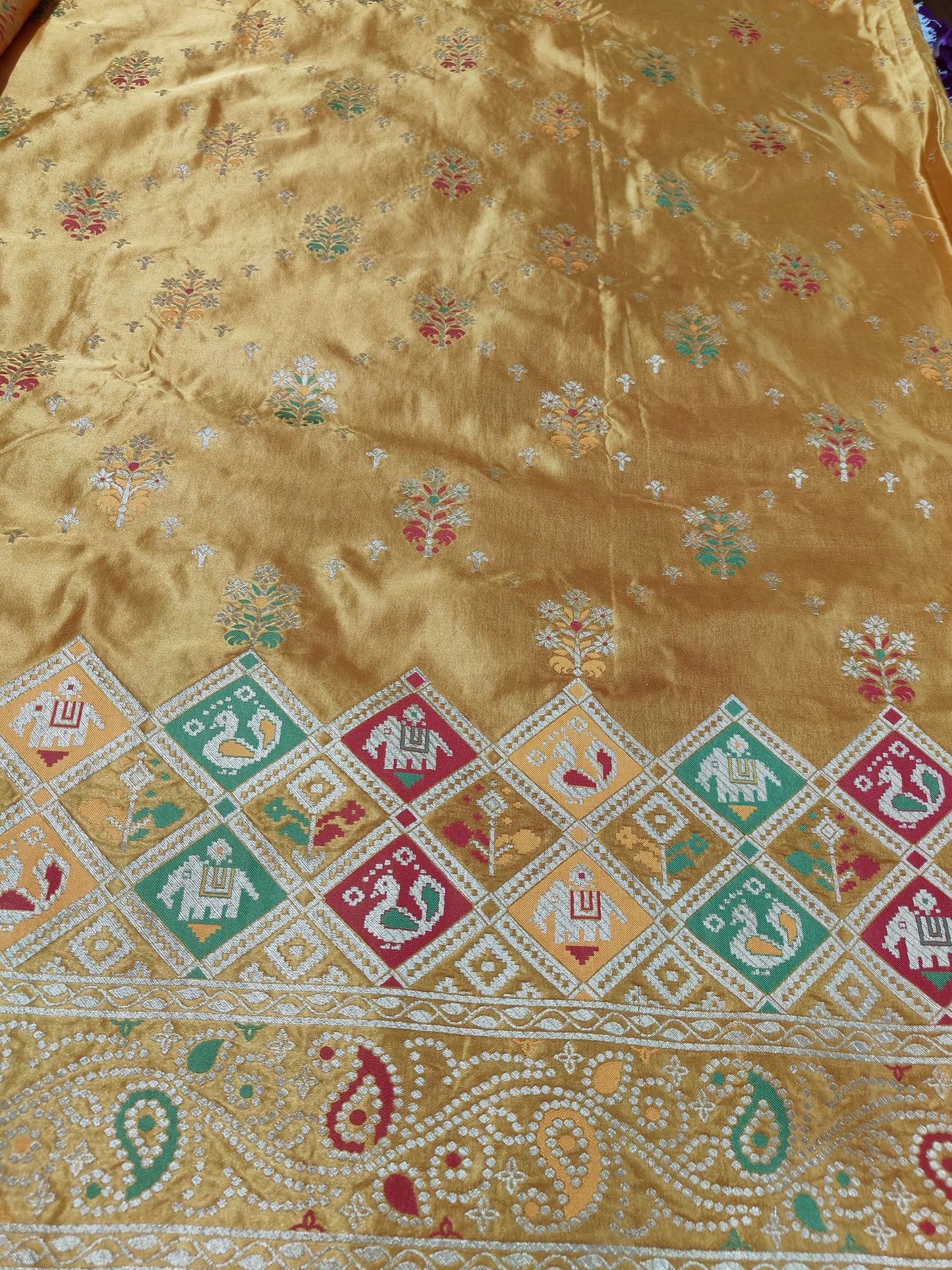 GOLDEN SOFT MASHRU KATAN SILK SAREE