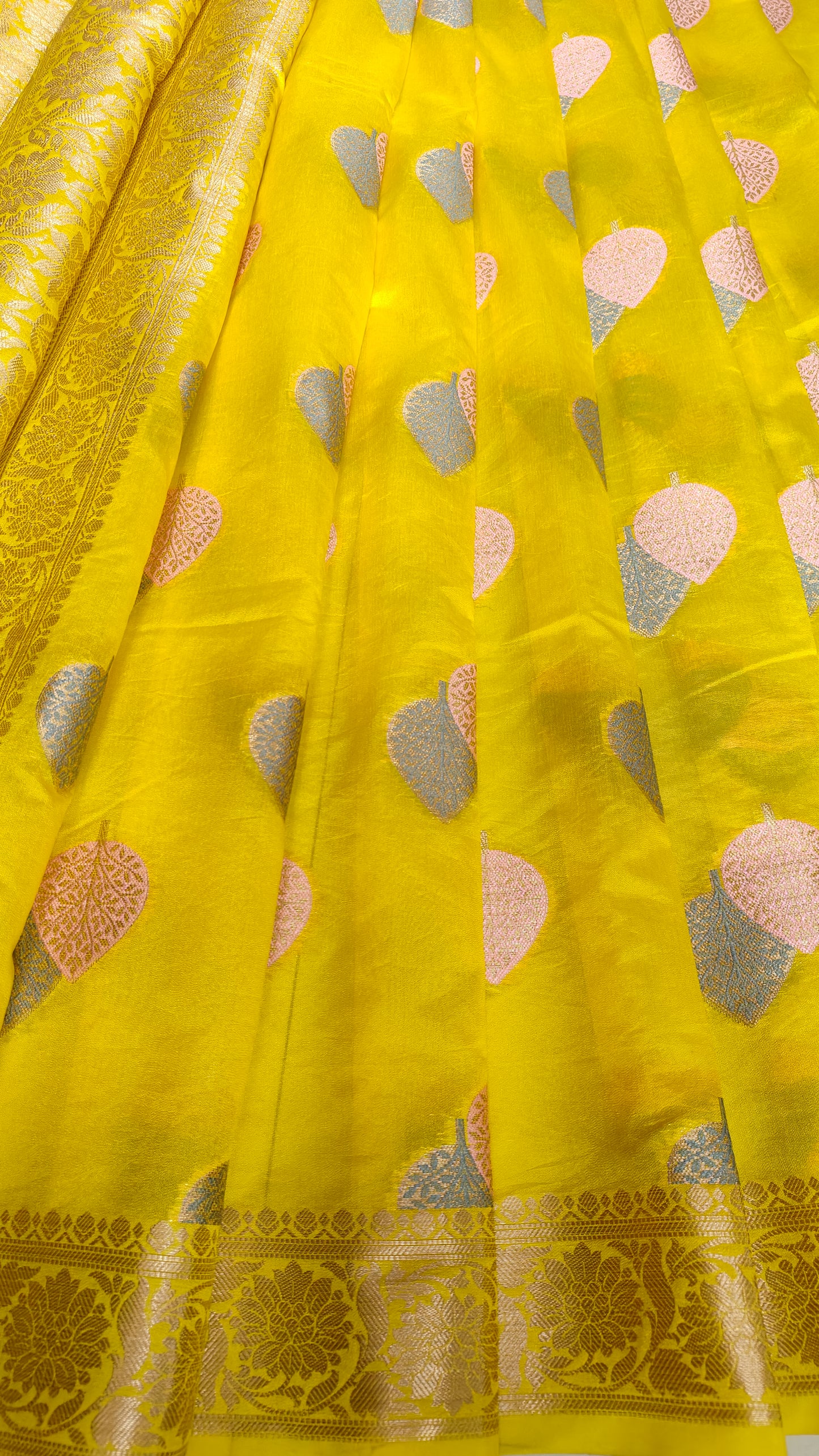 YELLOW SEMI GEORGETTE SILK SAREE