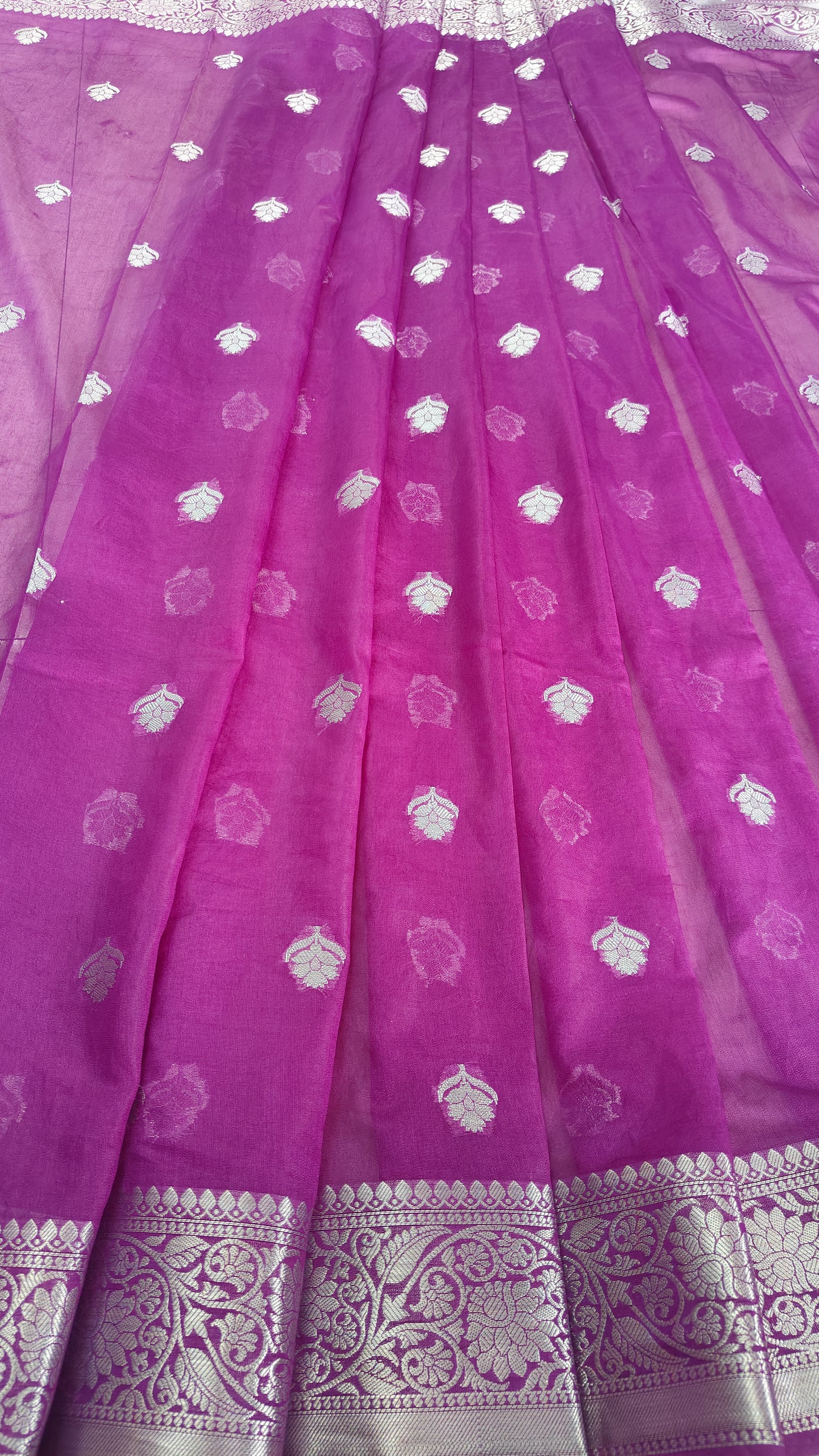 PURPLE SEMI GEORGEETE  SHIFFON SAREE WITH WATER ZARI