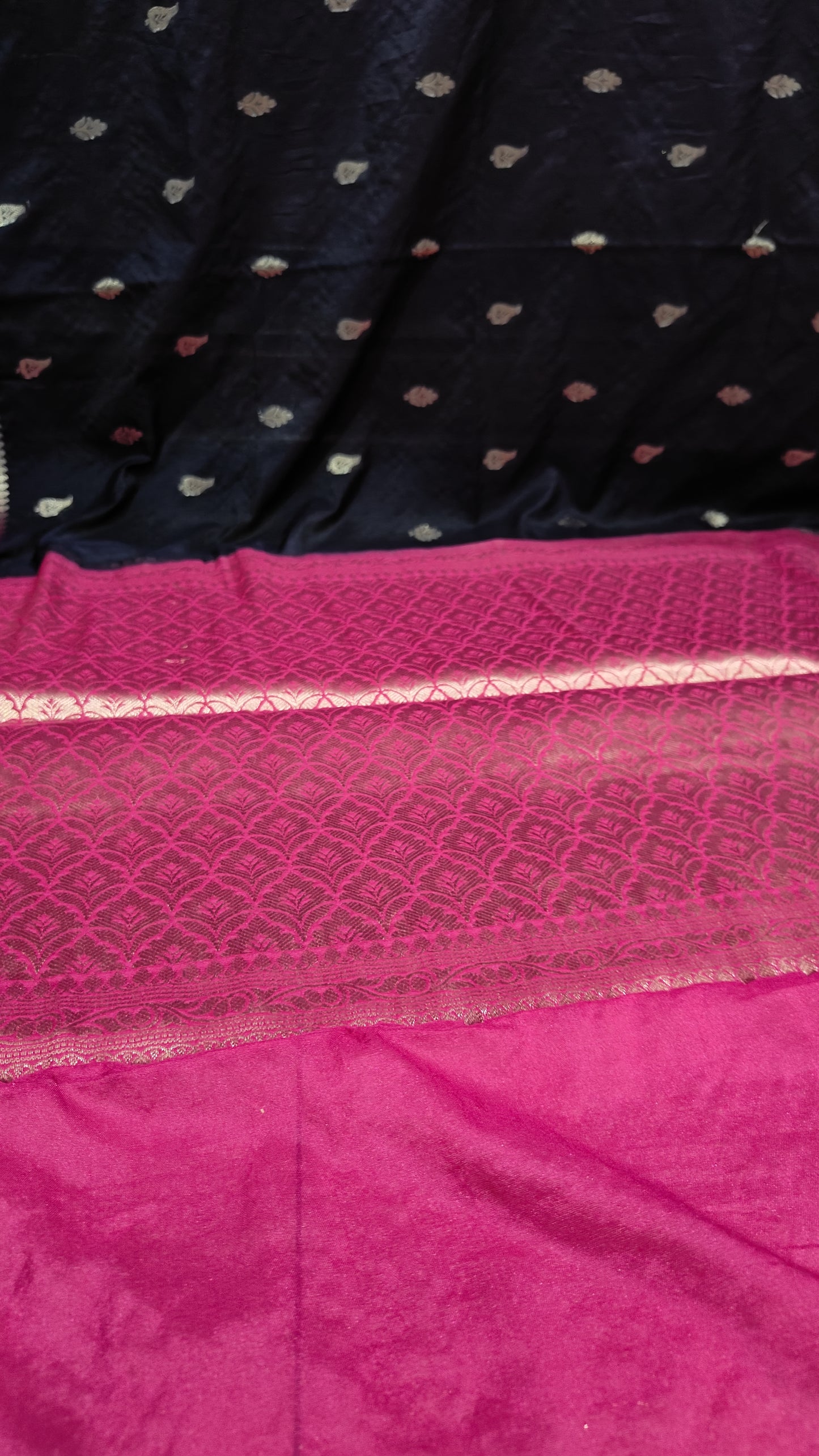 BLACK GADHWAL BORDER GAJI SILK SAREE