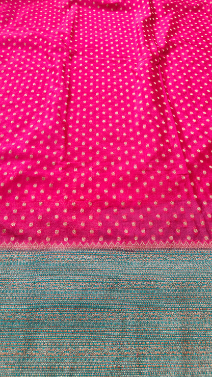 PINK CRAPE SHIFFON SILK SAREE WITH ZARI BUTTA