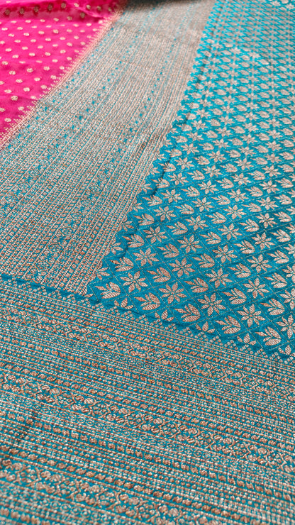 PINK CRAPE SHIFFON SILK SAREE WITH ZARI BUTTA