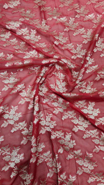 GAJRI PINK PURE GEORGETTE SAREE WITH ZARI JAAL