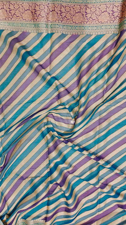 BLUE LAHARIYA  PURE SHIFFON SAREE