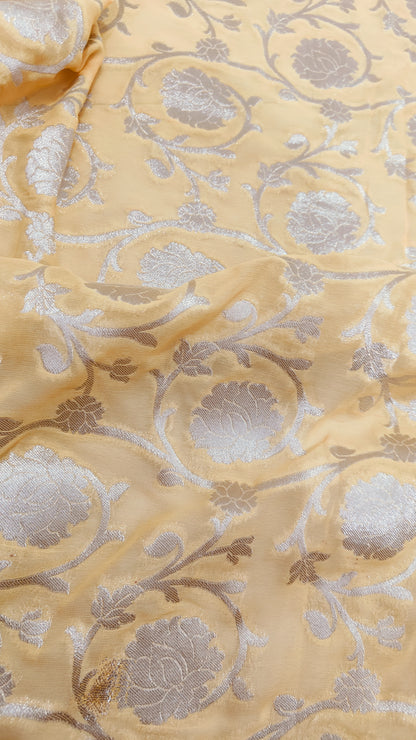 YELLOW PURE GEORGETTE SAREE WITH ZARI JAAL